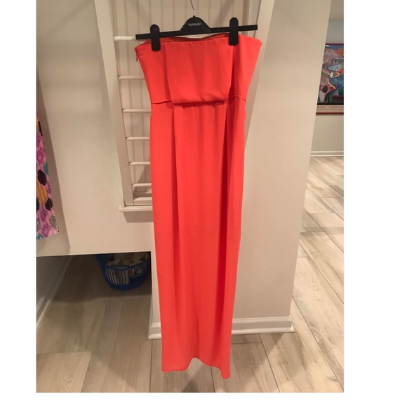 Coral Strapless Prom Dress BCBG - Picture 3 of 8